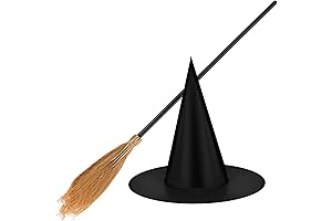 Jetec Witch Hat and Broom For Women