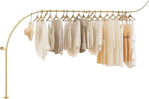 RED AS FIRE Percheros de exhibición creativos dorados en tiendas de ropa boutique, tubos industriales modernos montados en la pared, estantes de