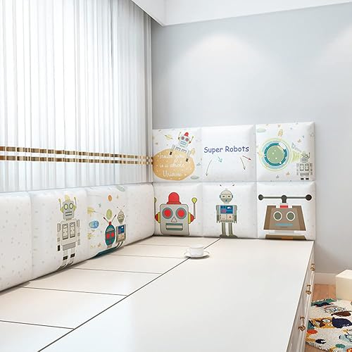 Miniatura 10 de VEDHAA Acolchado de pared 3D anticolisión para niños, paneles de pared tapizados para despegar y pegar, cabecero para tatami, sala de estar,