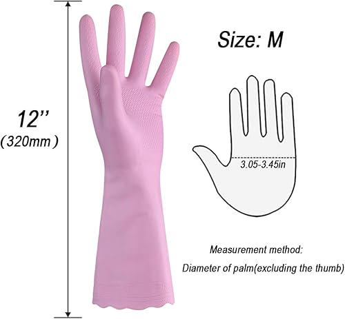 Miniatura 2 de HSL Guantes de limpieza para el hogar - Guantes reutilizables para lavar platos de cocina con forro de algodón, libres de látex, impermeables,