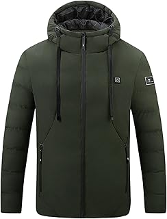 Heated Jacket Womens With Sleeves Thermal Coat Heated Jacket Warm Waistcoat Heated Coat Hooded Heating Jackets Usb Charging Waterproof& Windproof Heated Hoodie Heating Warm Clothing