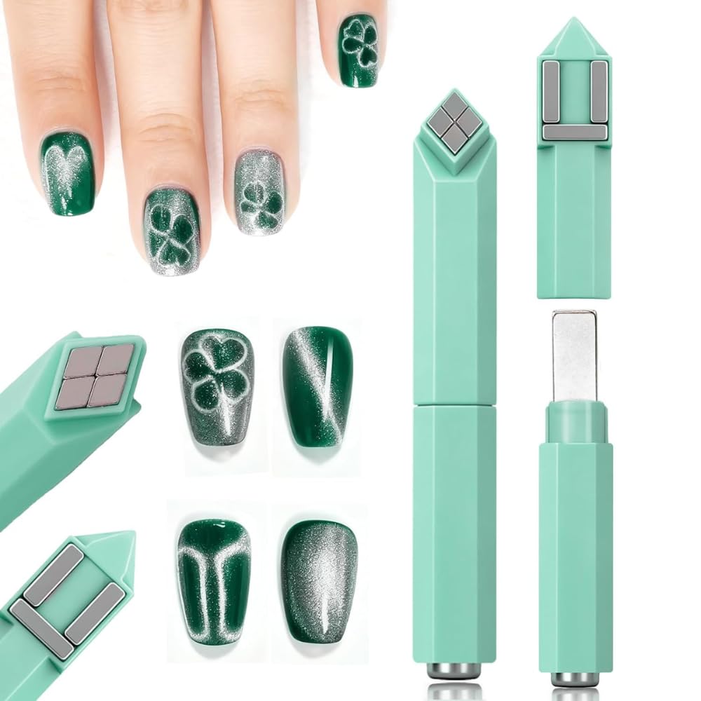 THR3E STROKES Magnet Tool for 3D Cat Eye Gel Polish, Rhombus and Ring Shaped Magnetic Stick, Multifunctional Nail Art Magnet for Home and Salon Use (MINT GREEN, RHOMBUS 4IN1 MAGNET)-image-33