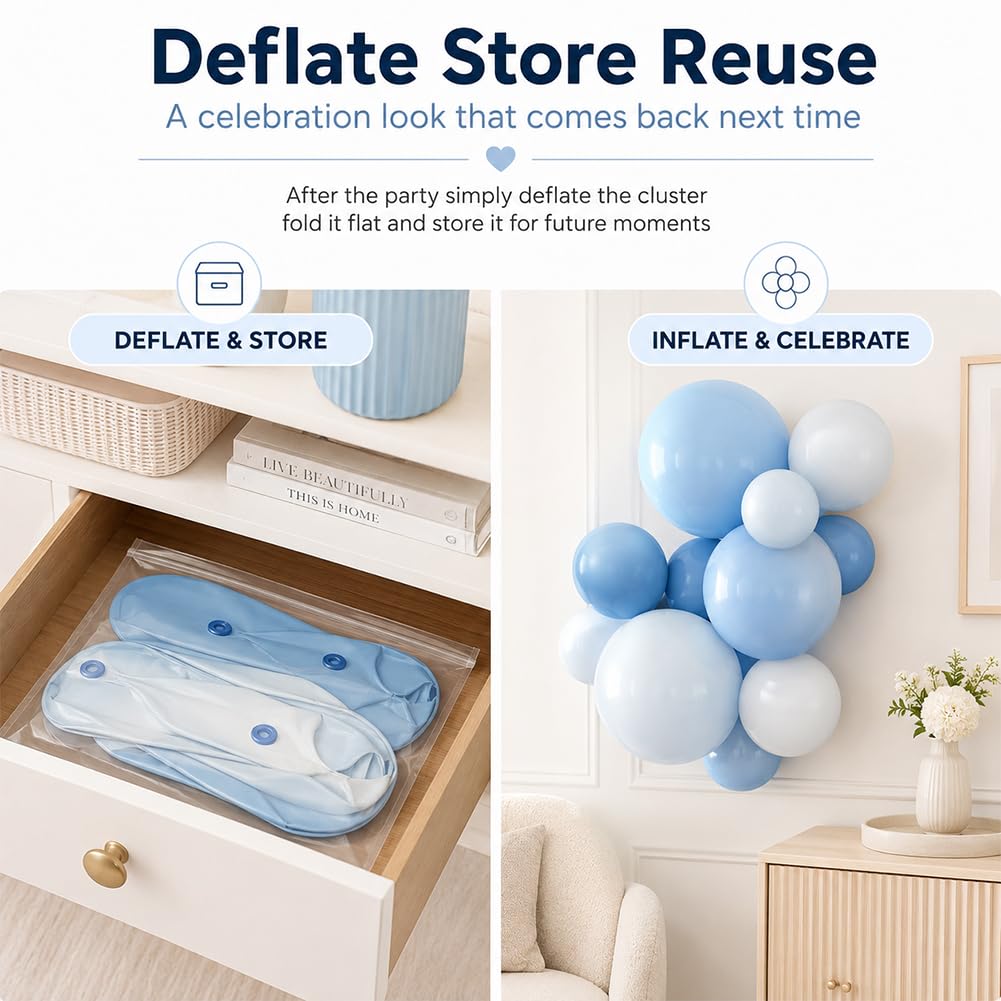 Wiederverwendbare Ballongirlande er PVC Party Deko，blue*6 | Wiederverwendbare PVC Balloncluster für stilvolle Party Hintergründe schnelles Aufhängen und flache Aufbewahrung