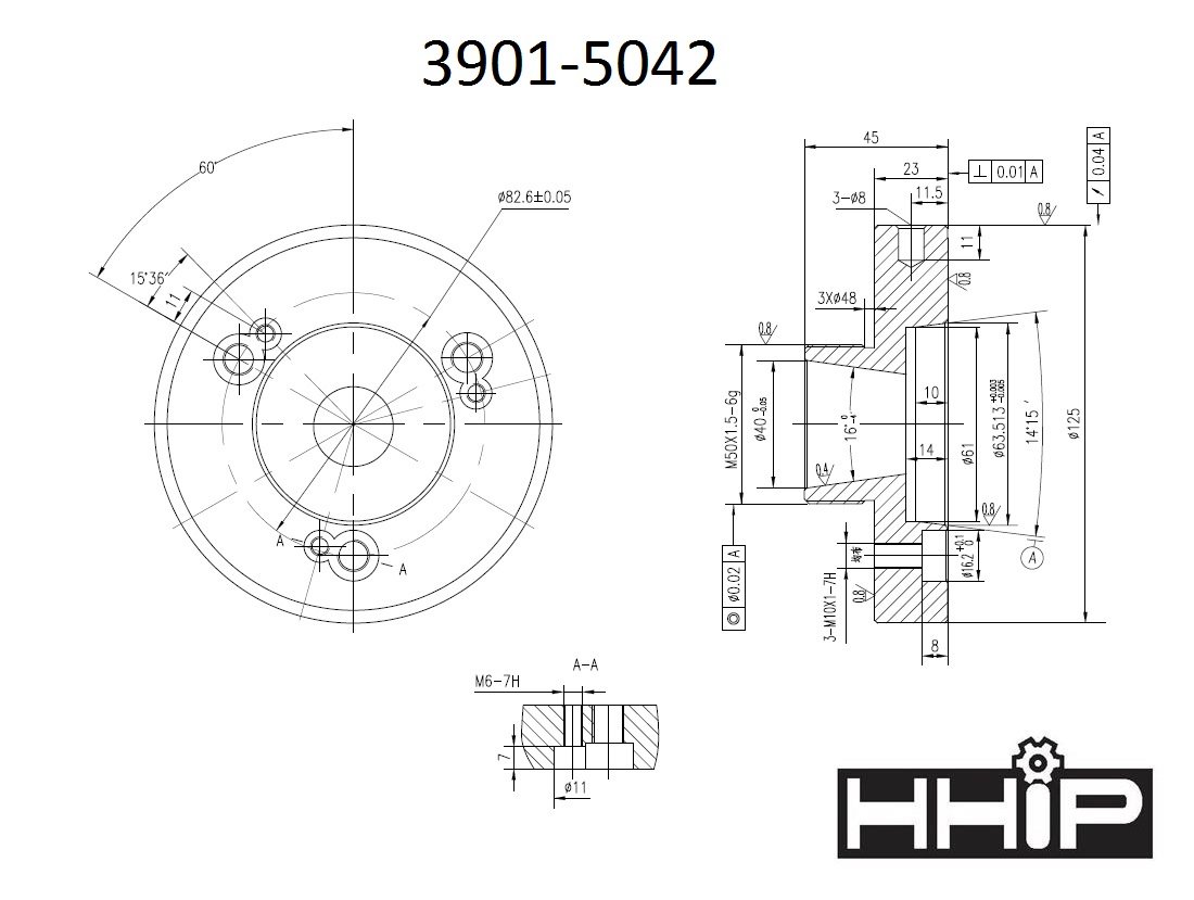 HHIP 3901-5042 D1-4 ER-40 uchwyt zaciskowy, średnica 125 mm