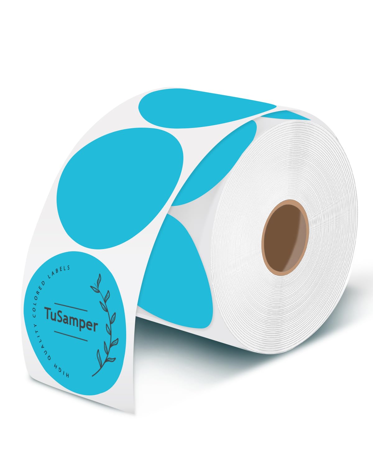 2 Inch Round Thermal Sticker Labels, Self-Adhesive Circle Direct Thermal Labels, Multi-Purpose Roll Sticker Labels for DIY Logo Design, QR Code, Name Tag, Roll of 500 Labels, Blue