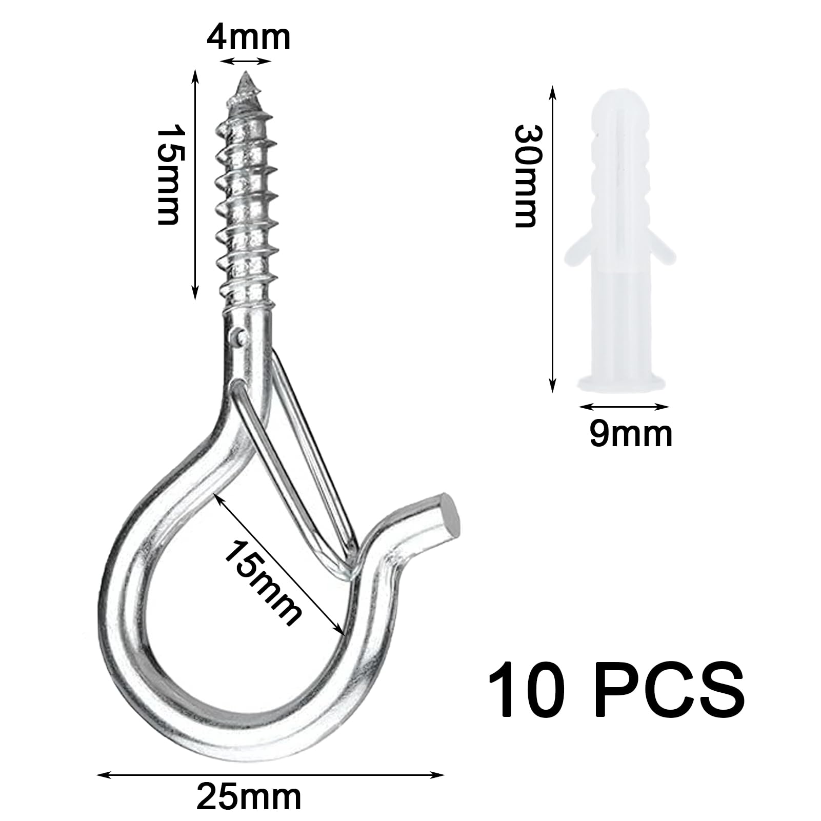 100 Ganci A Vite Neri 30mm - Ganci Per Appendere Con Punta Avvitatura - Foto 11