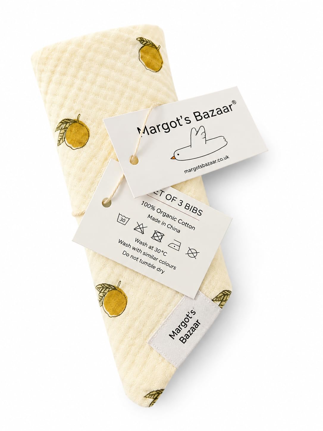Margot's Bazaar Organic Cotton Muslin Baby Bibs, Set of 3