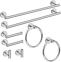 Vista 1 de Cilee Juego de 8 piezas de accesorios de baño de cromo pulido, barra de toalla de baño de 24 pulgadas, anillo de toalla, soporte para papel