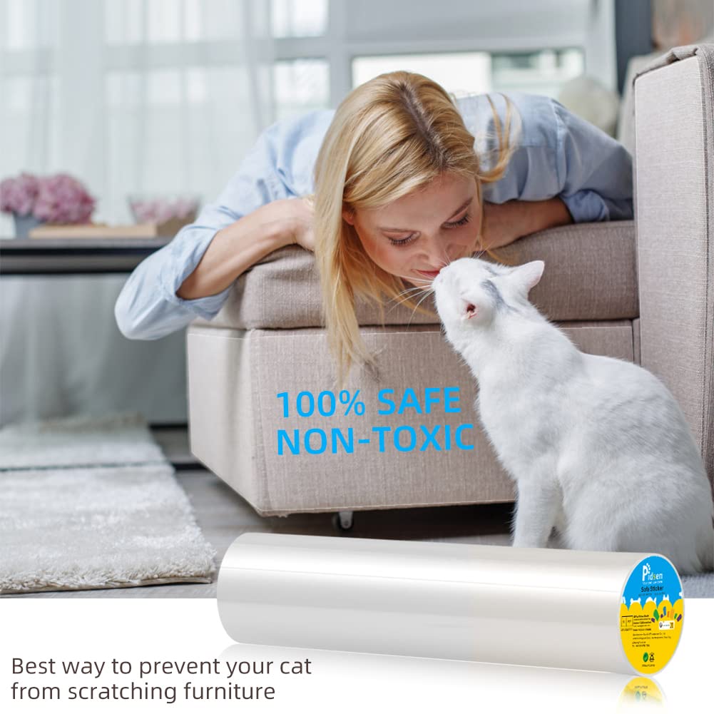 Pidsen Protezione Graffi Gatto, 30x500CM Protezione Antigraffio Nano Nastro Adesivo Divano Gatti Graffi,PVC Anti-Graffio Protector per Divano Porta e Mobili, Protezioni per Mobili per Divani