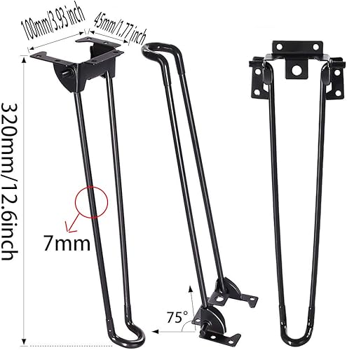 Miniatura 6 de Patas plegables para mesa, 4 piezas de 12.6 pulgadas de altura, patas de horquilla plegables resistentes y fáciles de instalar (12.6 pulgadas)
