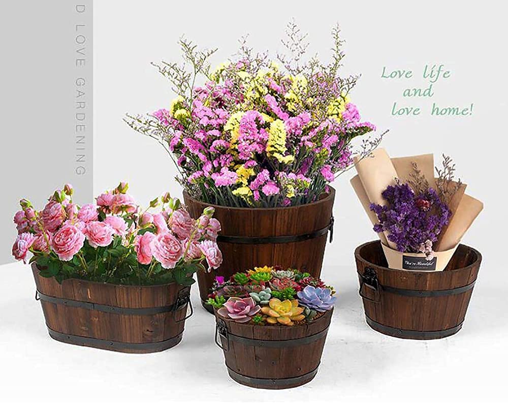 Vaso da fiori M strutturale, rotondo, 12 l, in finta legno, plastica, con inserto, 8 l, marrone, 30 cm, legno simile a pratico, giardino, terrazza, balcone, giardino d'inverno, casa, ufficio