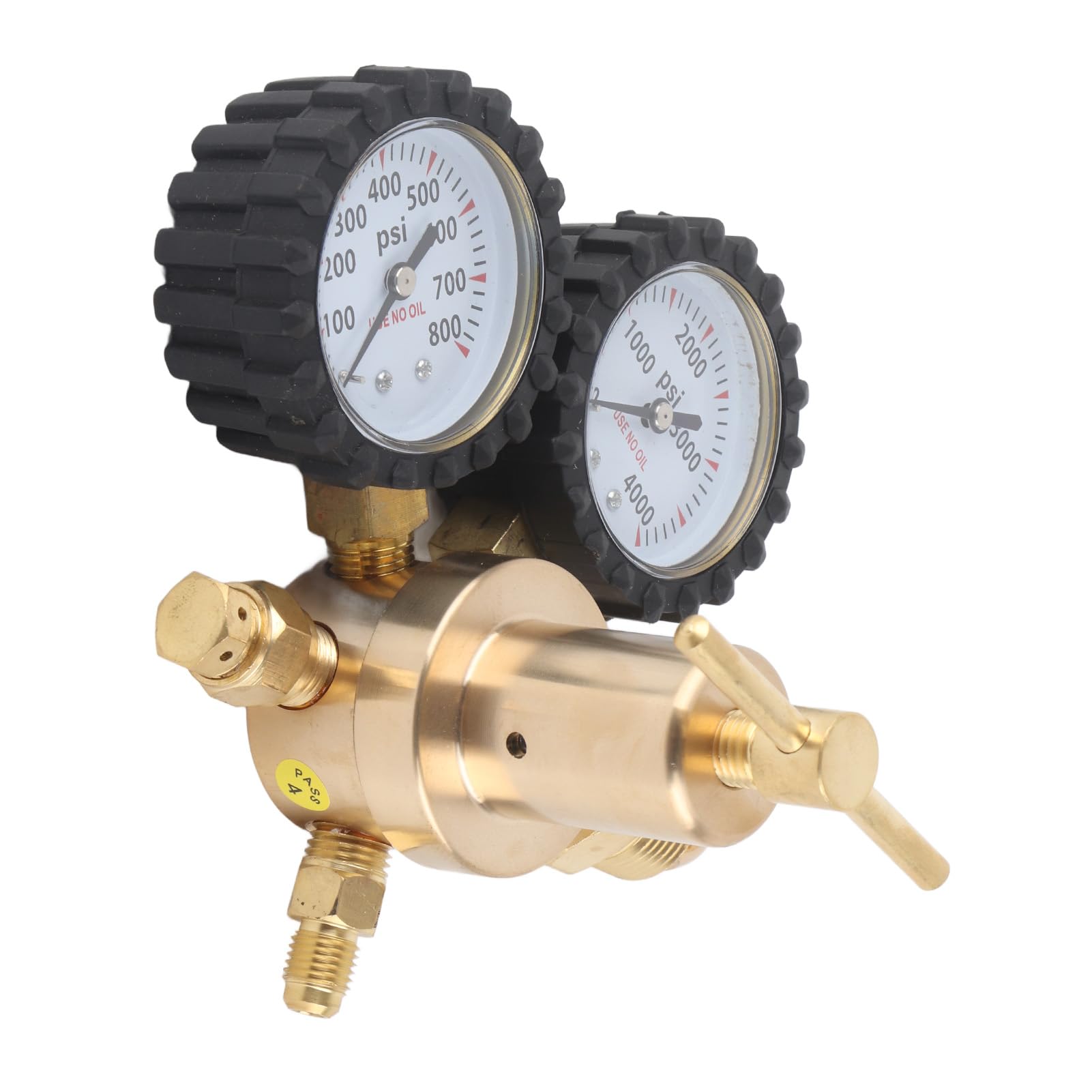 Regulador de nitrógeno de latón Regulador de presión de aire de gas de doble calibre para limpieza y pruebas de HVAC, mango en forma de T (Estados Unidos CGA580)