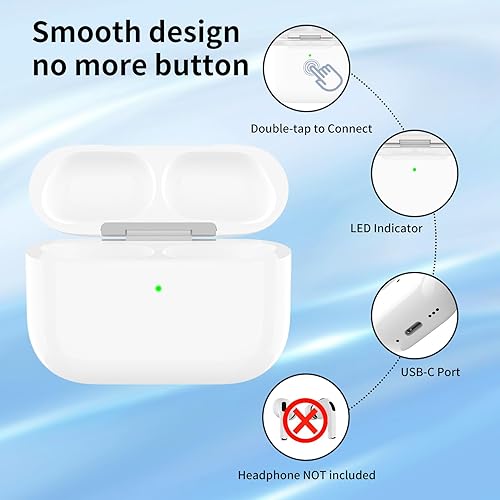 Miniatura 4 de Funda de carga inalámbrica compatible con AirPods Pro 3 generación, puerto USB-C AirPods Pro 3, funda de carga de repuesto, sin auriculares
