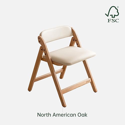 Miniatura 5 de YESWOOD Sillas de comedor plegables de roble con cojín, silla de comedor de madera maciza y cuero con asientos acolchados, sillas de cocina