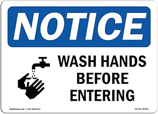 OSHA Notice Sign - Wash Hands Before Entering | Rigid Plastic Sign | Protect Your Business, Construction Site, Warehouse & Shop Area | Made in The USA