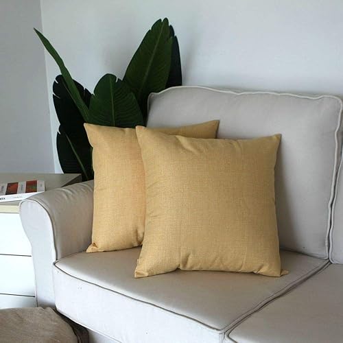 Miniatura 8 de Artcest Juego de 2 fundas de almohada decorativas de lino rústico naranja, fundas de cojín elegantes de arpillera para decoración de sofá y sala de