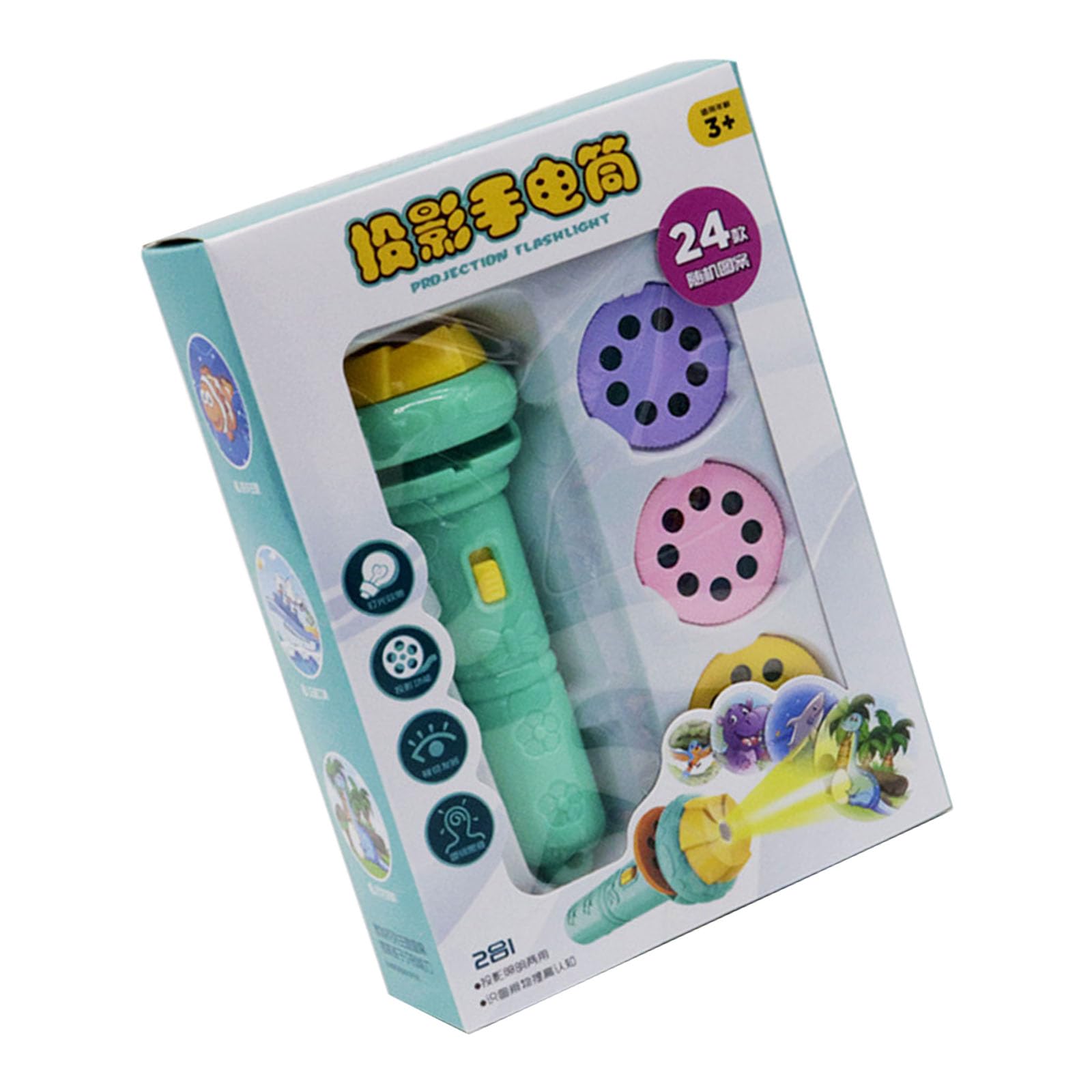 PANGBOER Cartoon Projection Educational Flashlight Toy for Kids Early Learning with Safe Portable Parties Cartoon Projection Toy for Children