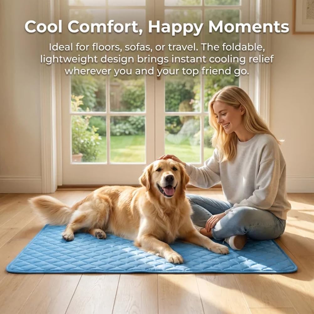 Alfombrilla de refrigeración para perros, cama para mascotas con gel no tóxico, portátil, antideslizante, lavable, para uso en interiores y exteriores, verano, XXL, 59.1 x 39.37 pulgadas