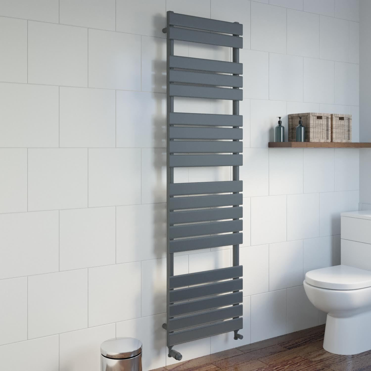 Duratherm Anthracite Duratherm® 1800 X 500Mm Flat Panel Heated Towel Rail Radiator Modern Central Heating Bathroom Warmer Wall Mounted Ladder Rad,