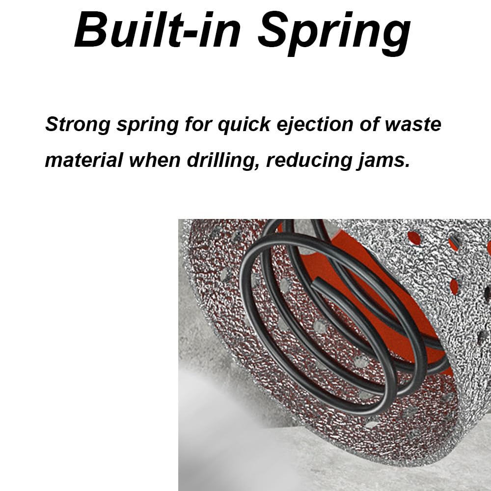 TopHomer Diamond Core Drill Bits, Hole Saw Tile Cutter - Hex Shank, Built-in Spring and Sponge Compatible with Hand and Table Drill Suit for Stone, Concrete, Glass(10 Sizes)