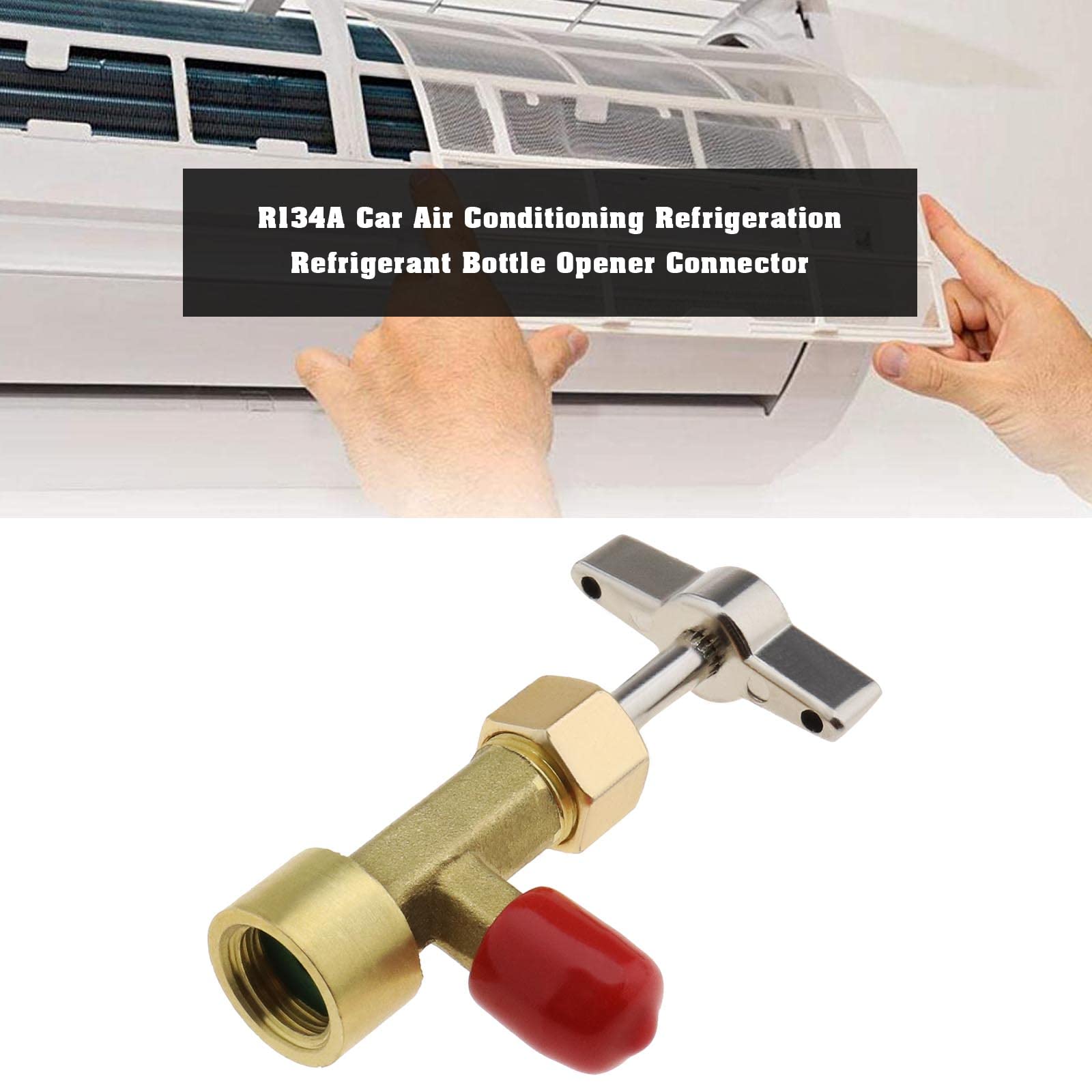 ECSiNG Can Tap Válvula Dispensadora de Refrigerante Abridor de Botellas con Adaptador de Tanque Rosca 1/4" SAE Y 1/2" AC-ME para R134A R12 Manguera de Carga de CA Colector de Aire Acondicionado