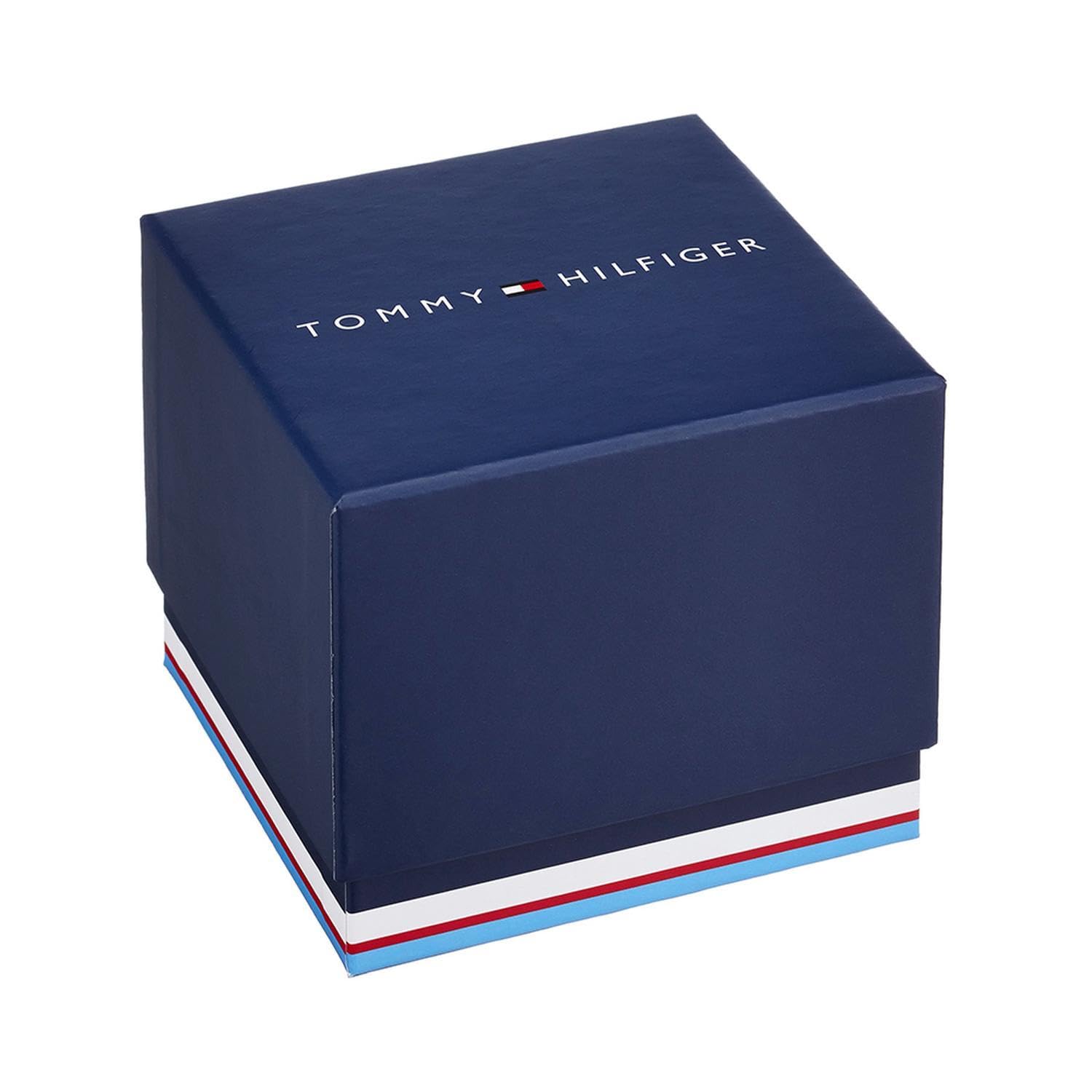 Tommy Hilfiger Analoge Kinderuhr mit Silikonarmband in Marineblau mit rotem Streifen - 1720036, marineblau, Band