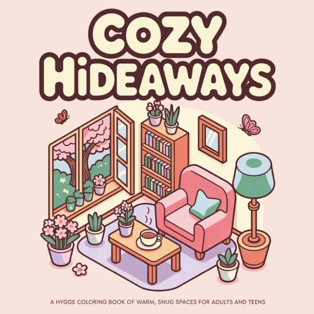 Cozy Hideaways: A Hygge Coloring Book of Warm, Snug Spaces for Adults and Teens