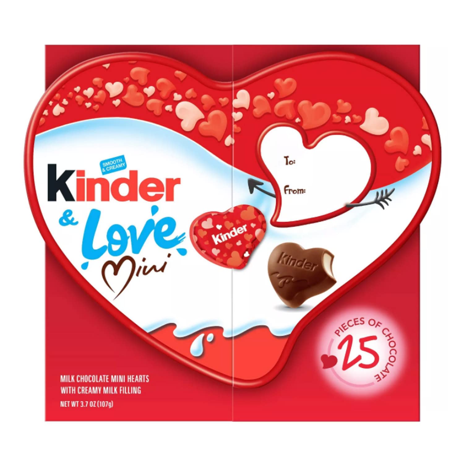 Kinder & Love Mini Valentines Heart Box Chocolate Candy, 107g/3.7
