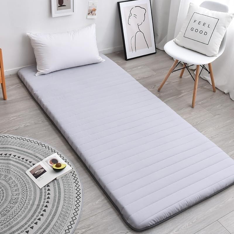 Japanese Mattress, Floor Mattress, Thick Futon, Roll Up Foldable Floor Sleeping Mat Single Double Bedroom Home Dormitory Camping Mattress (Blue)