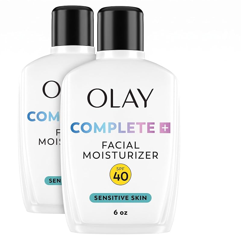 Hidratante facial Olay Complete+ com designação técnica SPF 40, sem fragrância, para pele sensível, Pacote com 2
