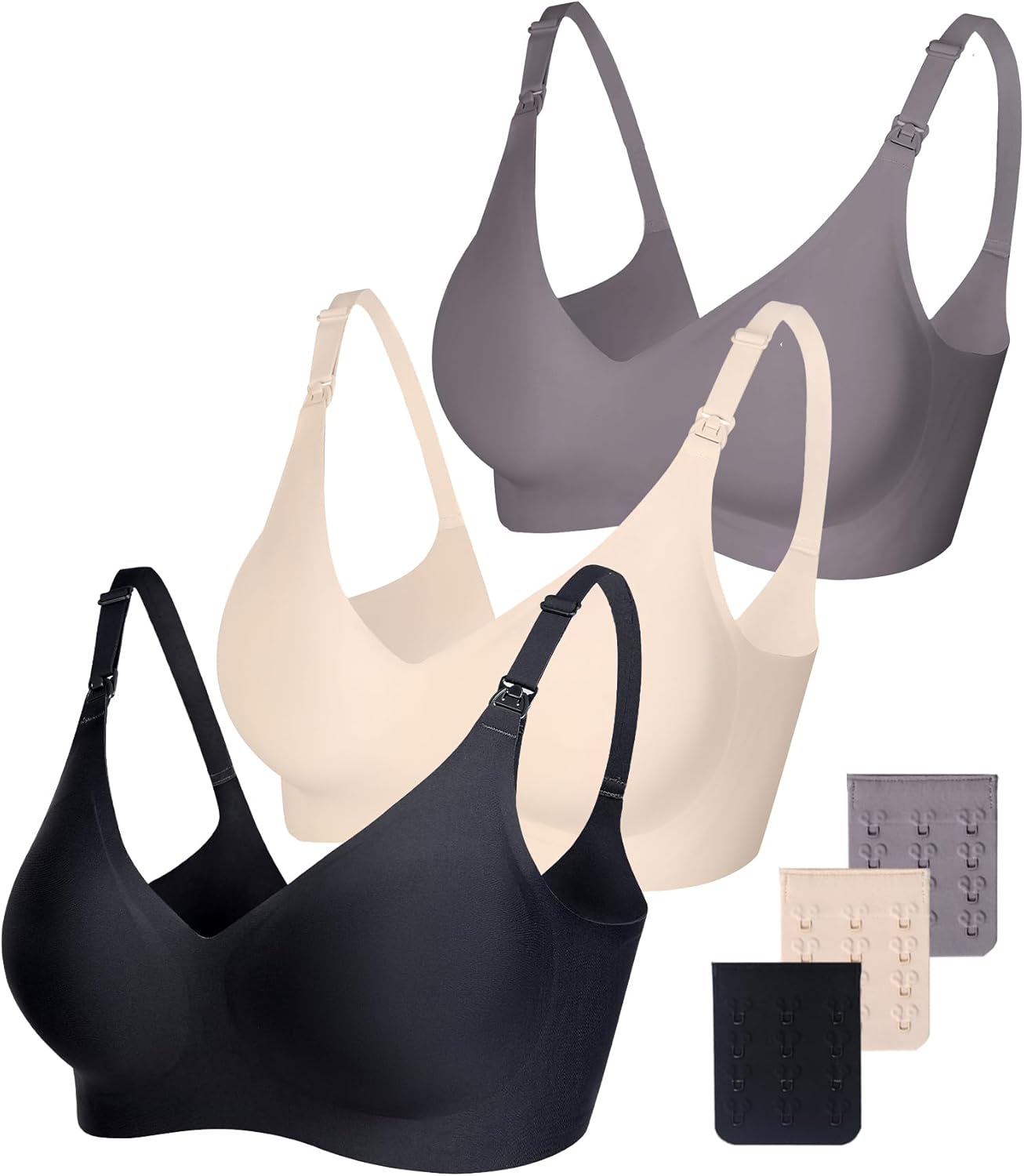 Vinfact Smooth Nursing Bras for Breastfeeding Seamless Maternity Bras for Pregnancy Wireless Bralette with Extra Bra Extender