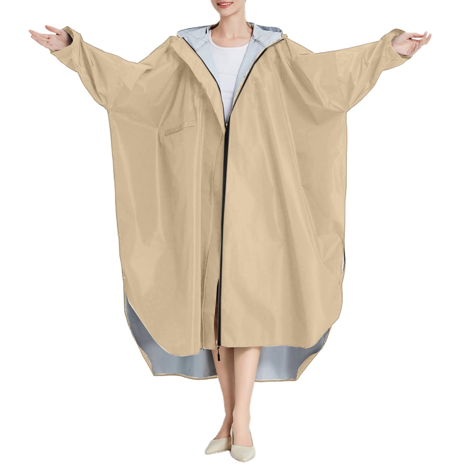 Genérico Chaquetones Mujer Poncho Impermeable Unisex Largo Exteriores Capucha Ligero Moderno Material PU Ciclismo Senderismo Viajes