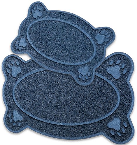 Rigsbee Pets Cat Litter Mat-Large Kitty Mat + Bonus Small Pet Bowl Mat–Fibers Act As Best Litter Catcher To Trap & Control Cat Box Scatter #TOP1
