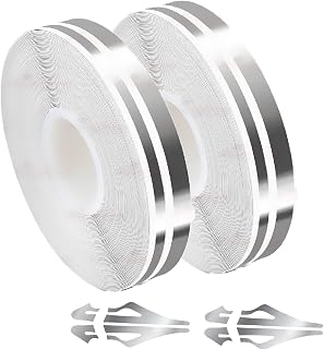 Car Vinyl Pinstriping Tape, 2pack Stripe Decals Car Stickers Auto Striping Tape Emblems Trim for Motorcycle Home DIY Door Musical Instrument 32Ft (9.8m) (Silver)