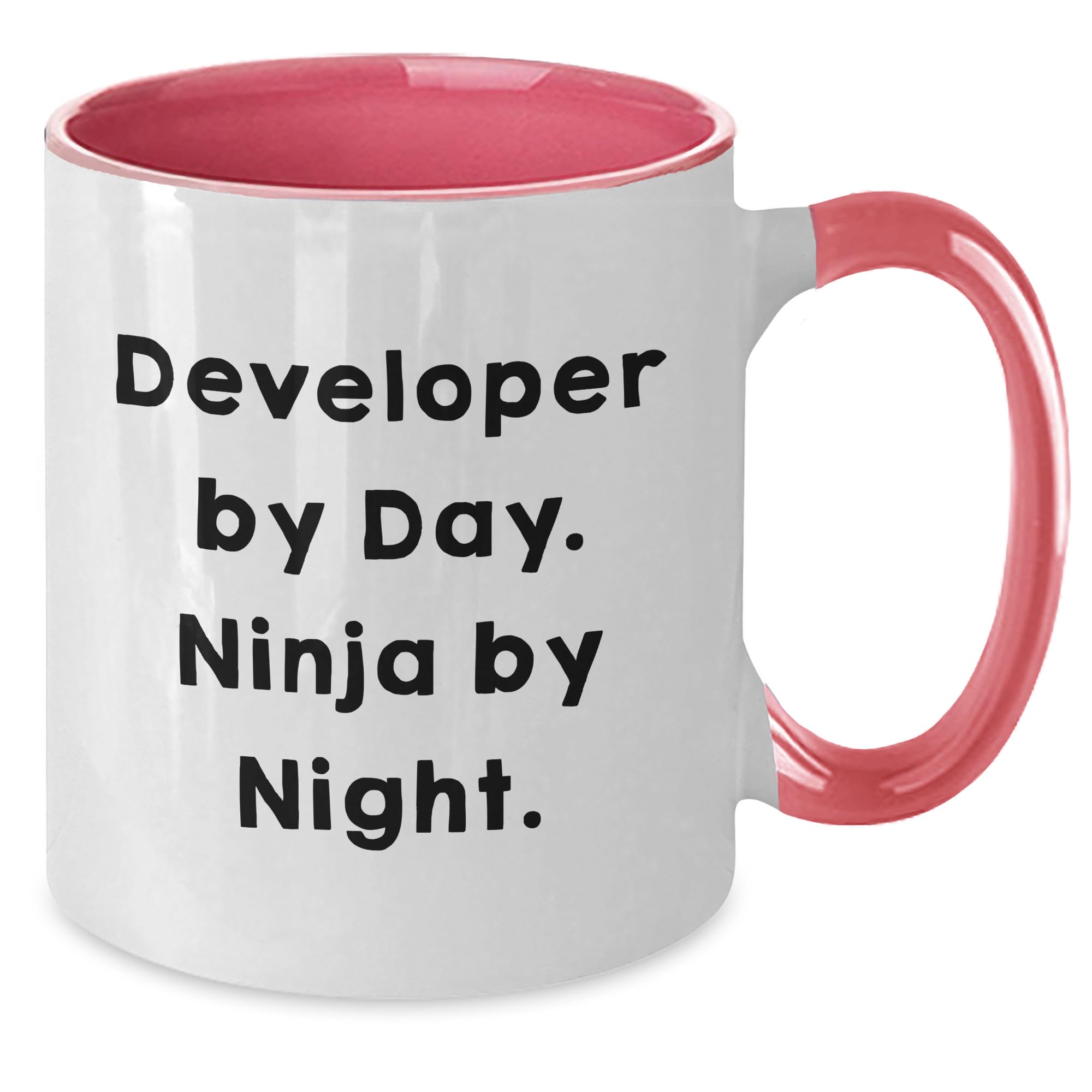 Developer By Day Ninja By Night Two Tone Coffee Mug for Birthday Unique Gift - Funny Quote Lover Gifts from Friends and Family - 11oz Ceramic Mug for Men and Women