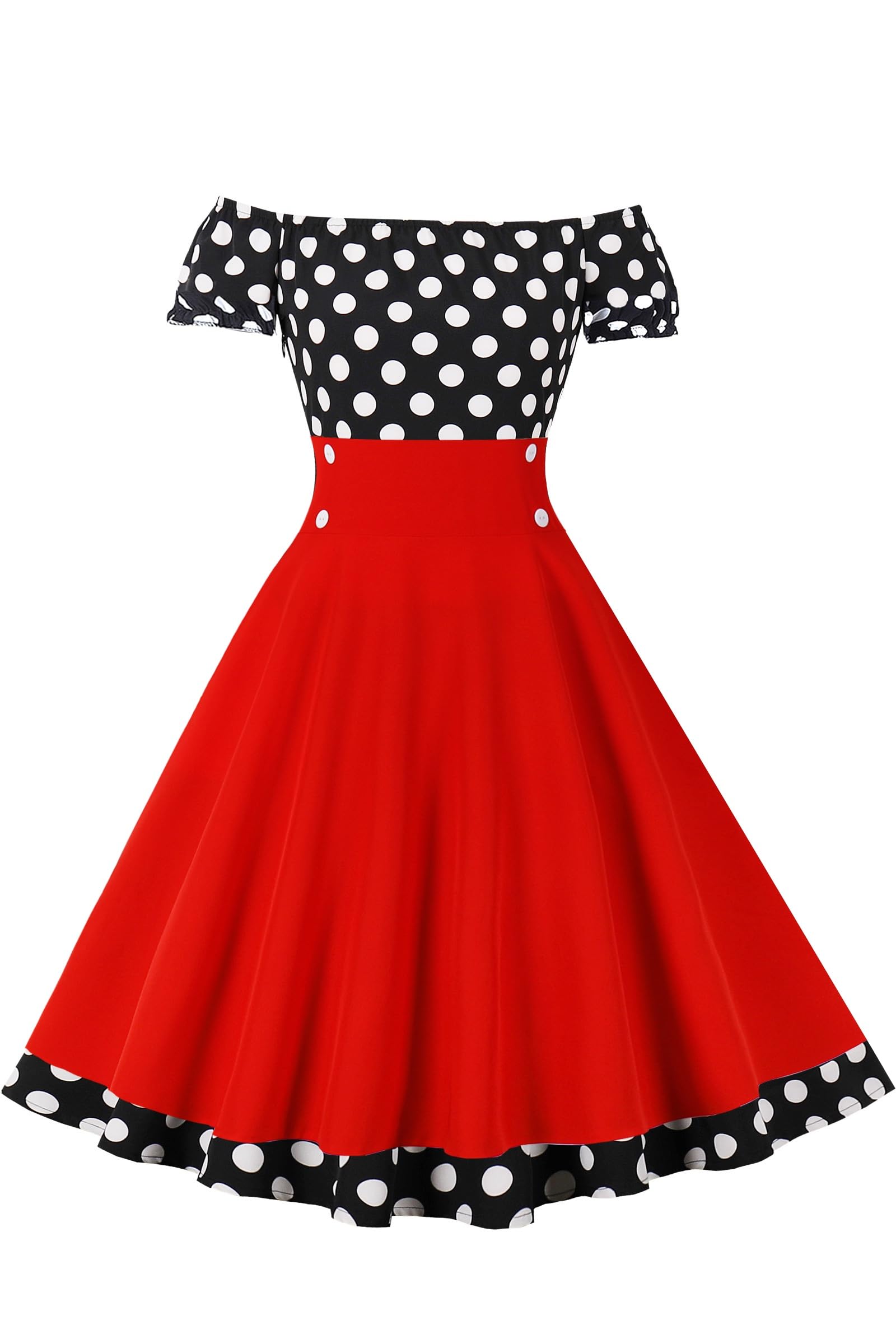 AXOE Femme Robe Années 50 Rockabilly Vintage Pin up Manches Courtes pour Ete Guinguette