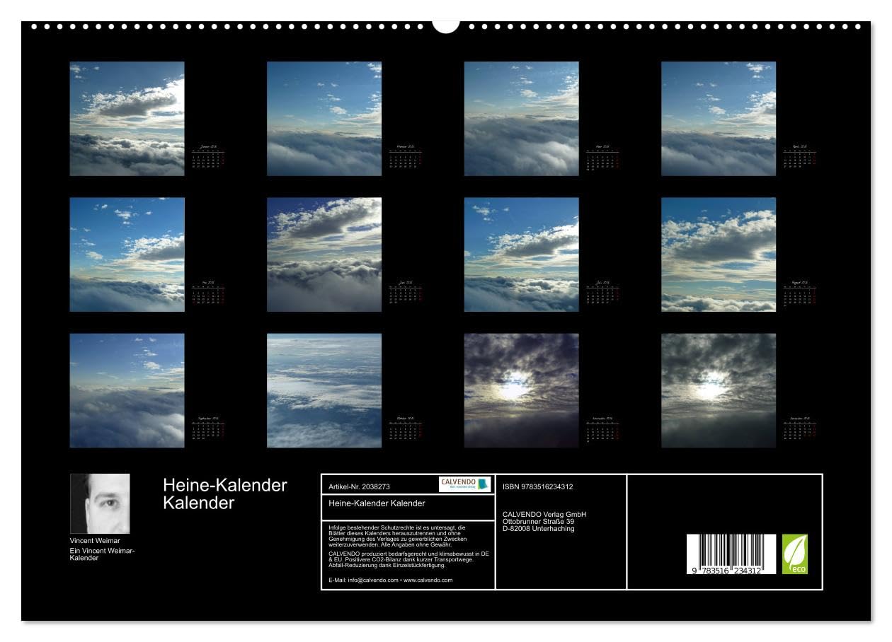 Heine-Kalender Kalender (hochwertiger Premium Wandkalender 2026 DIN A2 quer), Kunstdruck in Hochglanz: Berühmte Zitate (CALVENDO Kunst)