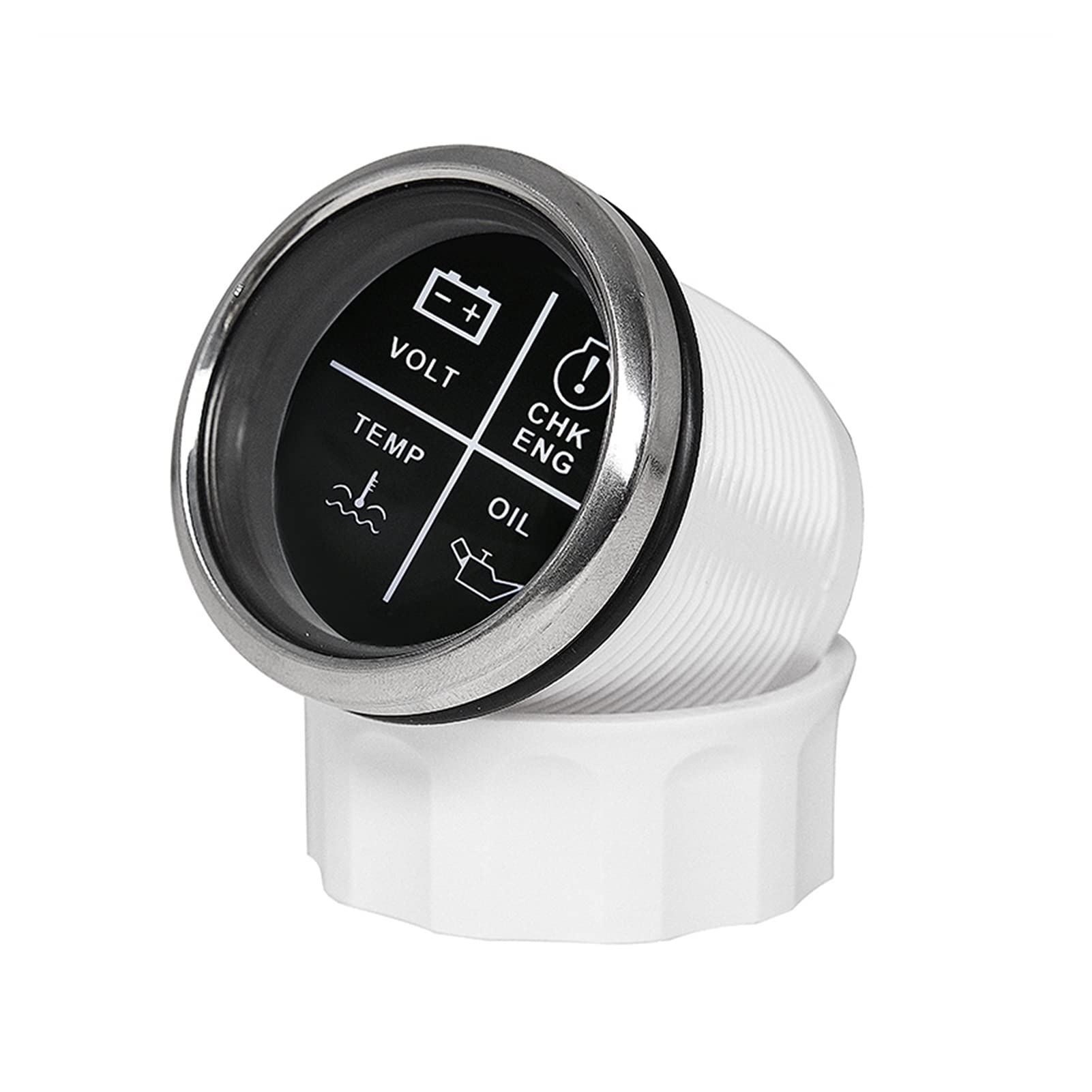 52mm 4 en 1 DIRIGIÓ Medidor de calibrador de alarma voltio de aceite TEMP TEMP TEMP INDICADOR DEL MOTOR for EL COCHE MARINE BOAT 1 2V 24V Accesorios(Black Silver)
