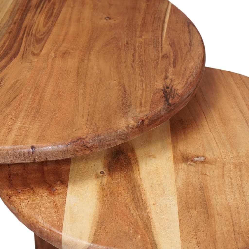 Set di 3 tavolini da caffè Nesting in legno massello di acacia | Set di 3 tavolini in vero legno di acacia per il soggiorno, impilabili in modo flessibile e salvaspazio.