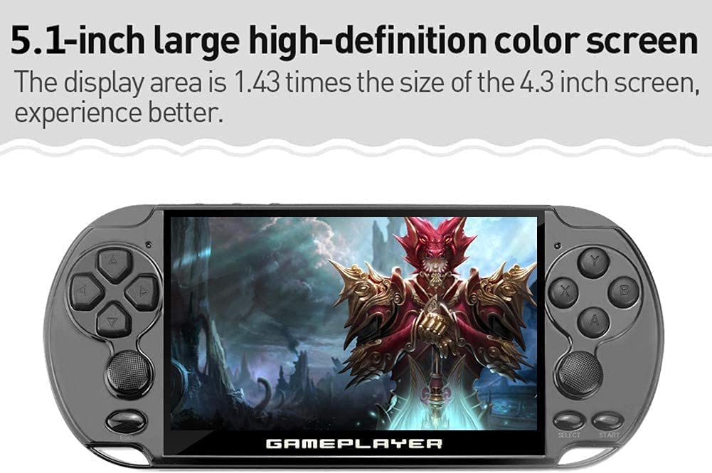 CHROX Console per Videogiochi A 128 Bit da 5,1 Pollici 9000 Giochi retrò Gratuiti Integrati per 10 Emulatori Console Portatile per Videogiochi Arcade Machine TV Game Mp3 Mp4 TV-out