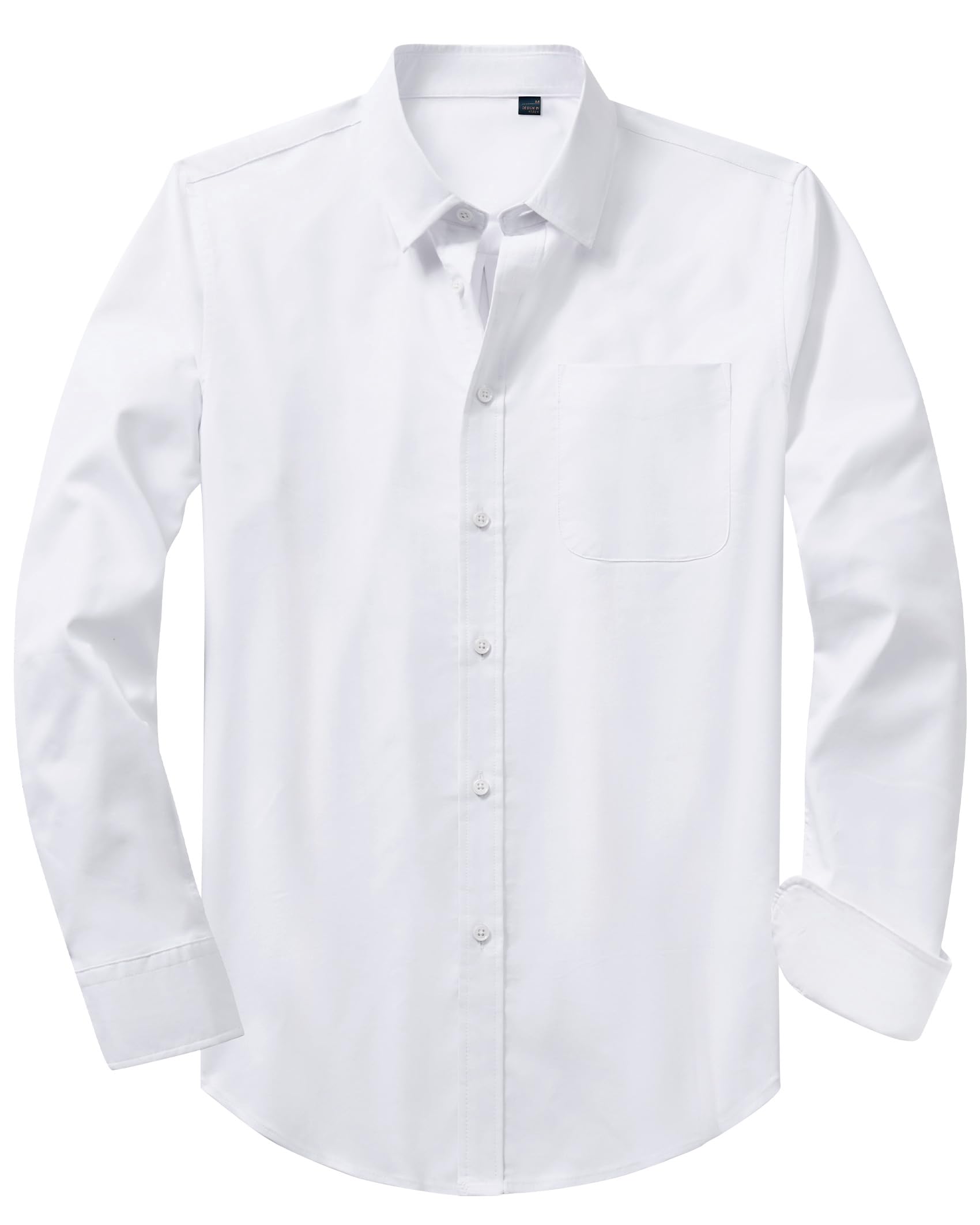 Alimens Gentle Mens Oxford Shirt Solid Stretch Dress Shirts Casual Business Long Sleeve Button Down Shirt with Pocket