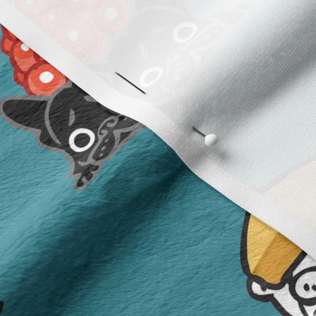 Spoonflower Fabric - Sushi Frenchie French Bulldog Japan Food Cute Kitchen Japanese Funny Printed on Minky Fabric by The Yard - Sewing Baby Blankets Quilt Backing Plush