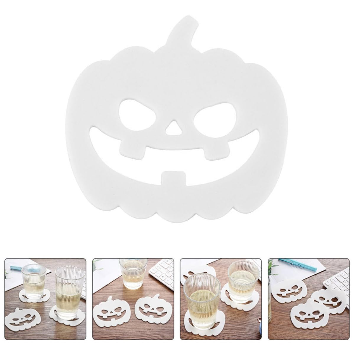 50 Pièces Dessous de Verre d'halloween Citrouille PVC