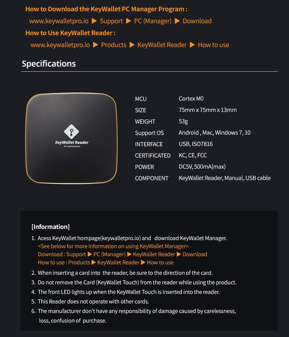 Amazon.co.jp: KeyWallet リーダー キーウォレット タッチカード リーダー デバイス ハードウェア BTC LTC ETH  BCH : パソコン・周辺機器