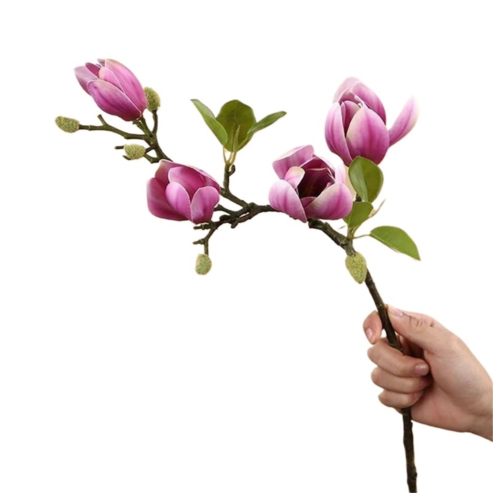 LuoAXINN Artificial Flower Branches 5 Pcs Single Branch Artificial Silk Magnolia Flowers For Home Vase(Color1)