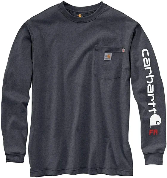 Carhartt Mens Flame Resistant Force Loose Fit Lightweight Long-Sleeve Logo Graphic T-Shirt