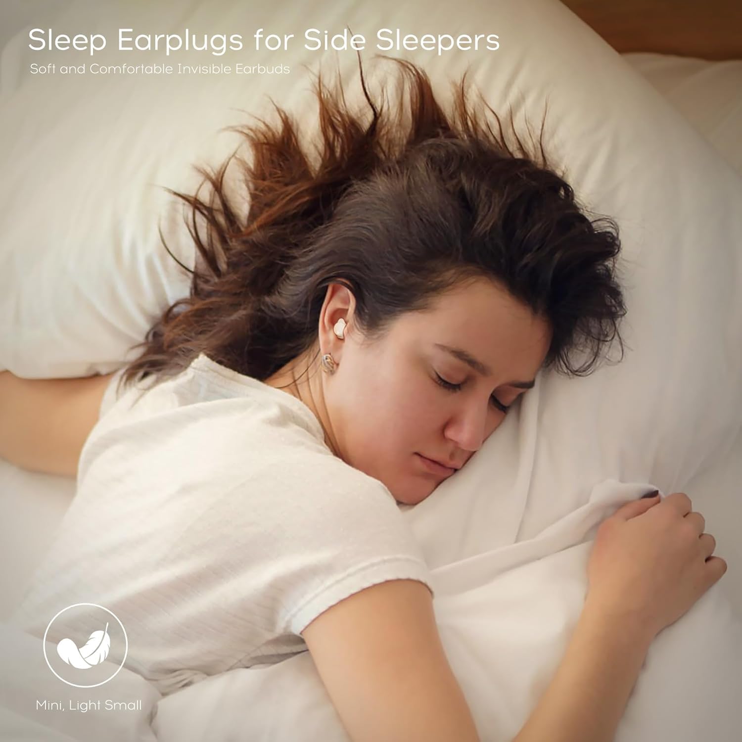 Sleep Earbuds for Side Sleepers, Mini Auricolari Wireless Bluetooth 5.3 Auricolari per Dormire, Auricolari Nascosti con Display di Alimentazione per Esercizio, Lavoro, Escursionismo (Bianco)