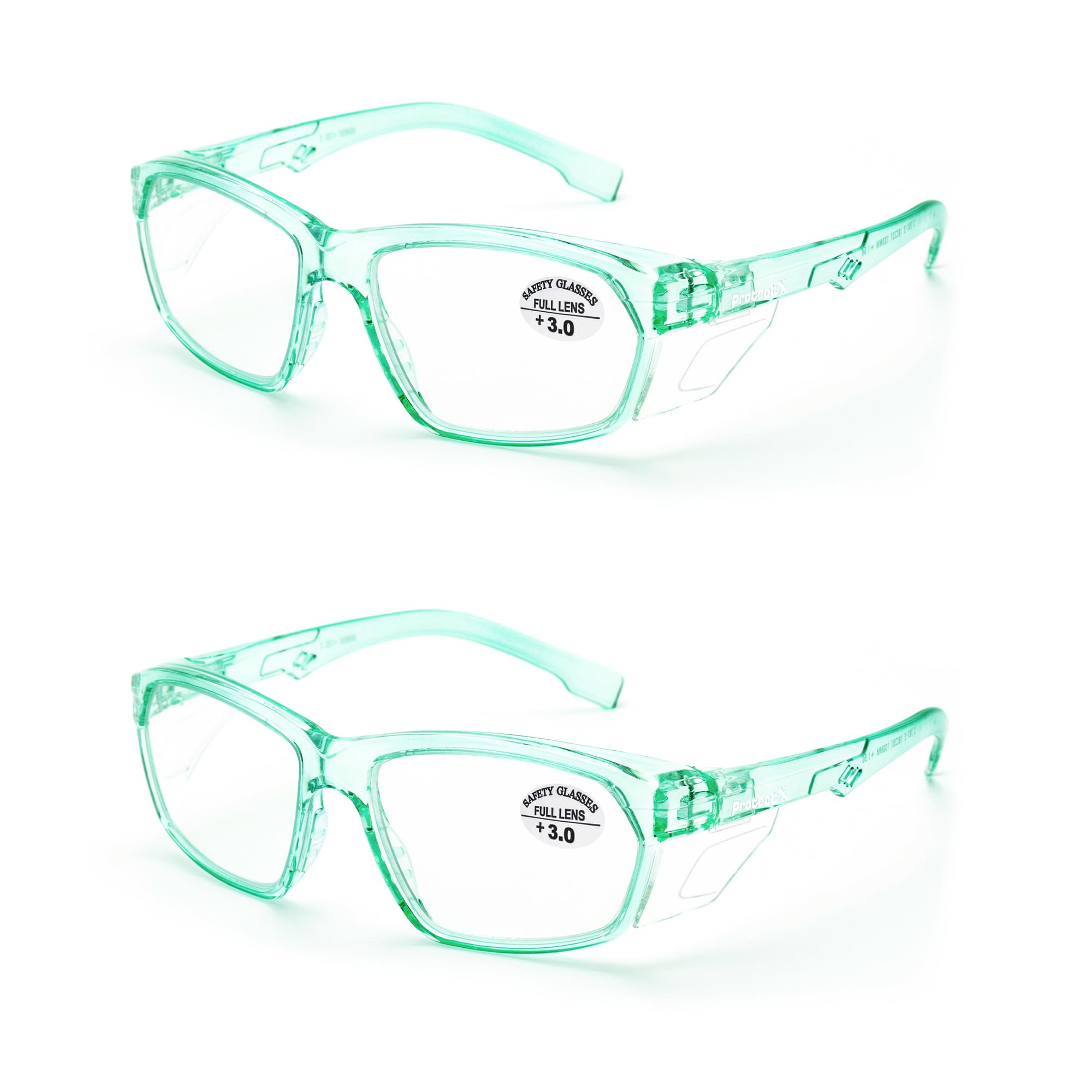 ProtectX Stylish Anti-Fog & Scratch-Resistant Safety Glasses With Readers, UV Protection Goggles, Anti-Impact Lightweight Glasses for Men＆Women Jade