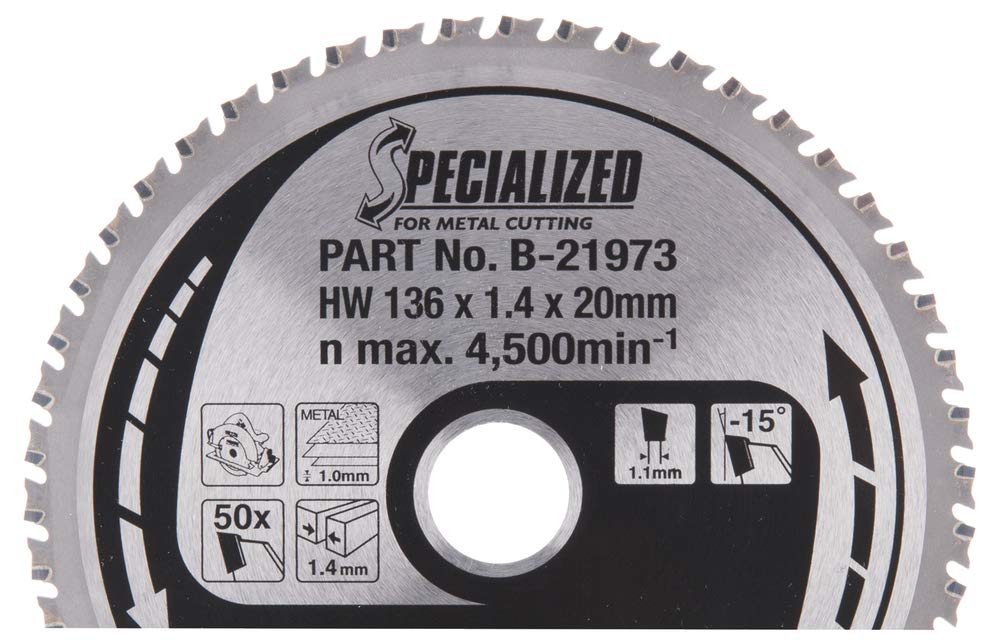Makita B-21973 Hoja de sierra circular HM 136 x 20 x 1,4 mm, Z-50 para pieza metálica