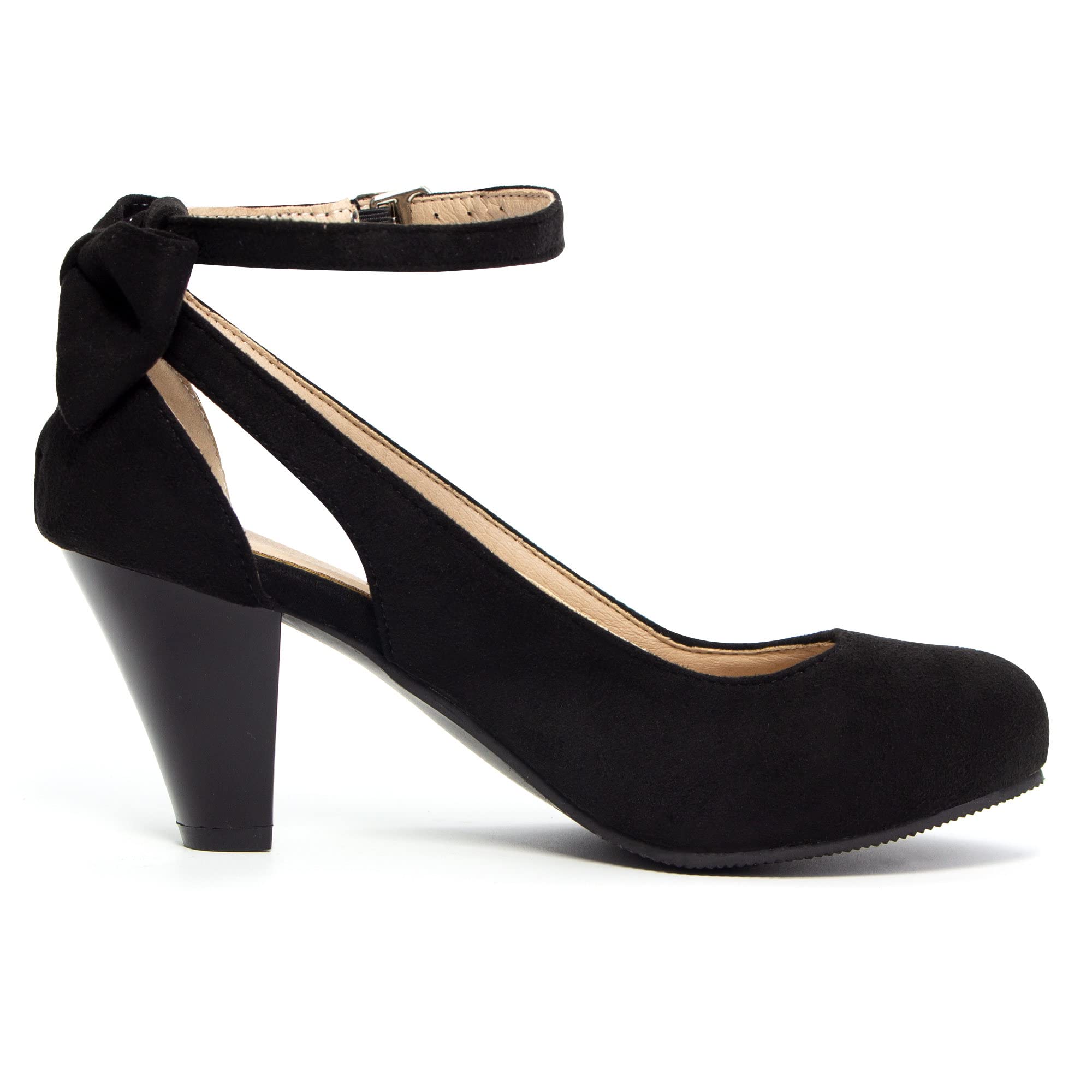elerhythm Mary Jane Nœud Bout Fermé Escarpins Vintage Talons Style Gatsby Victorien Années 1920 Simili Daim